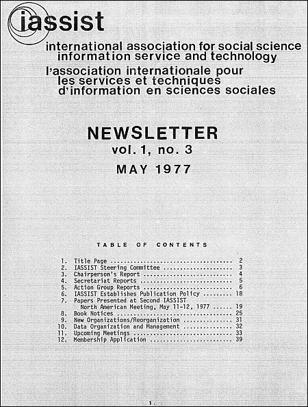 IASSIST Newsletter Cover May 1977