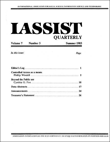 IASSIST Quarterly Cover, first design Summer 1983